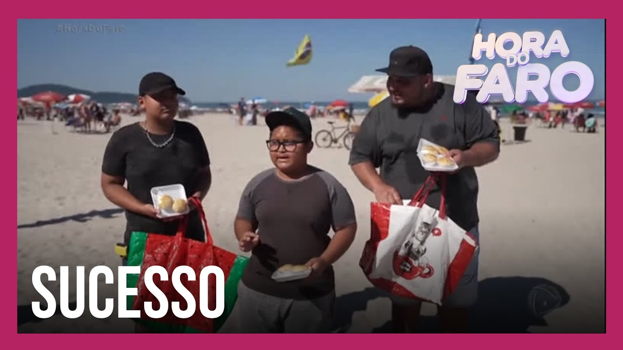 Pai e filho viralizam por jeito criativo de vender empadas no litoral de SP