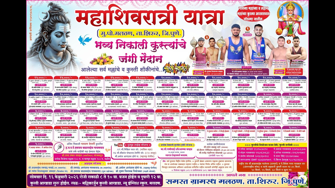 श्री मल्लिकार्जुन केसरी मलठण 2026 | निकाली कुस्त्यांचे जंगी मैदान