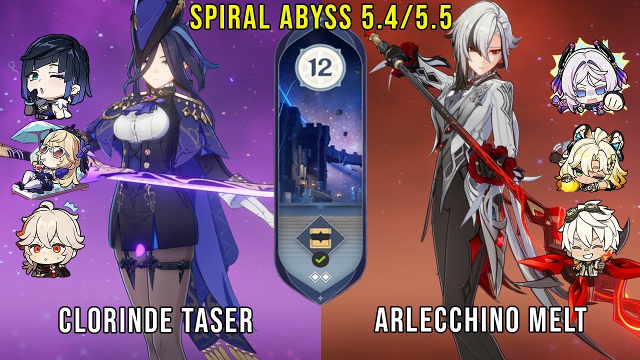 C0 Clorinde Taser and C0 Arlecchino Melt | Genshin Impact Abyss 5.4 5.5 Floor 12 9 Stars
