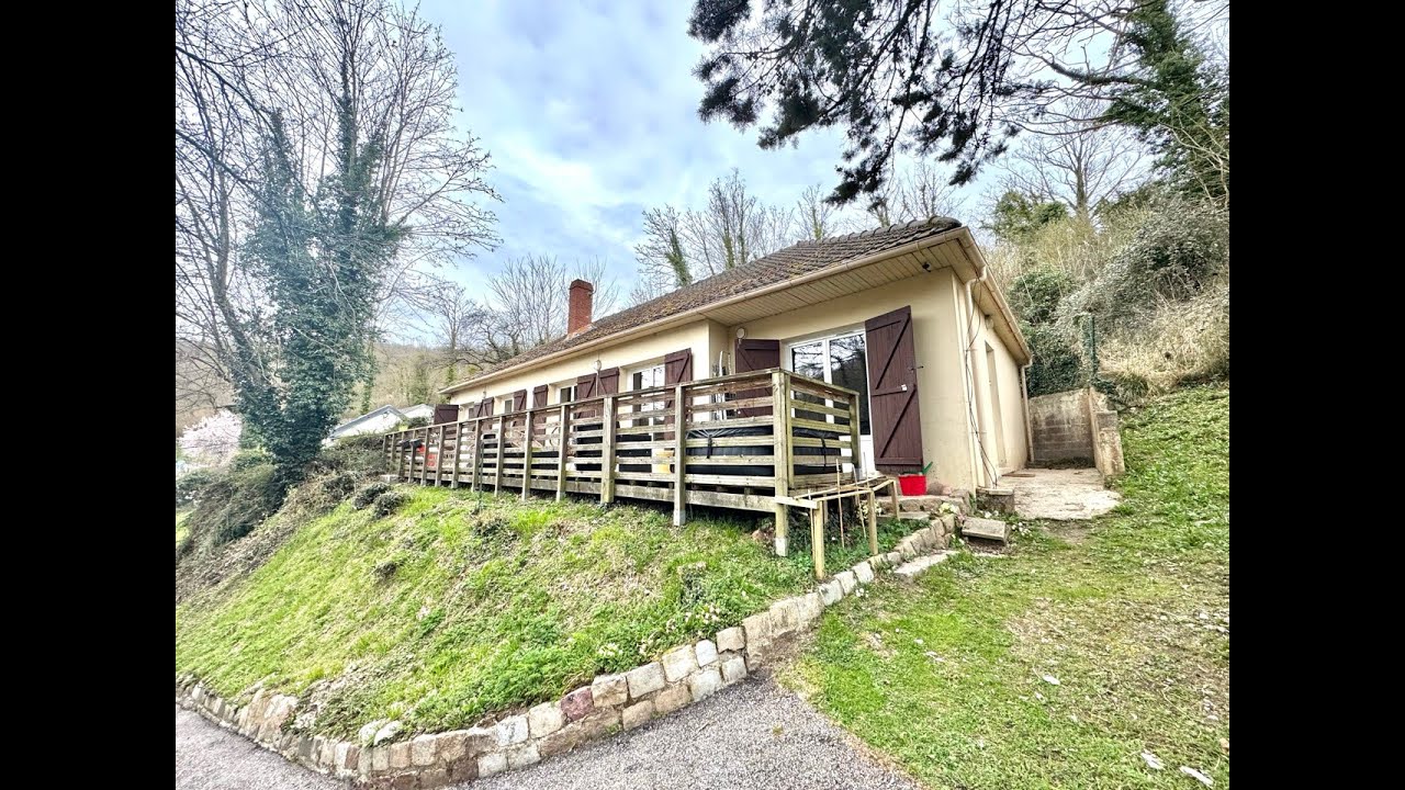 Elbeuf 76500 - pavillon 110m2 plain-pied - 4 chambres, terrasse, garage, jardin en pente