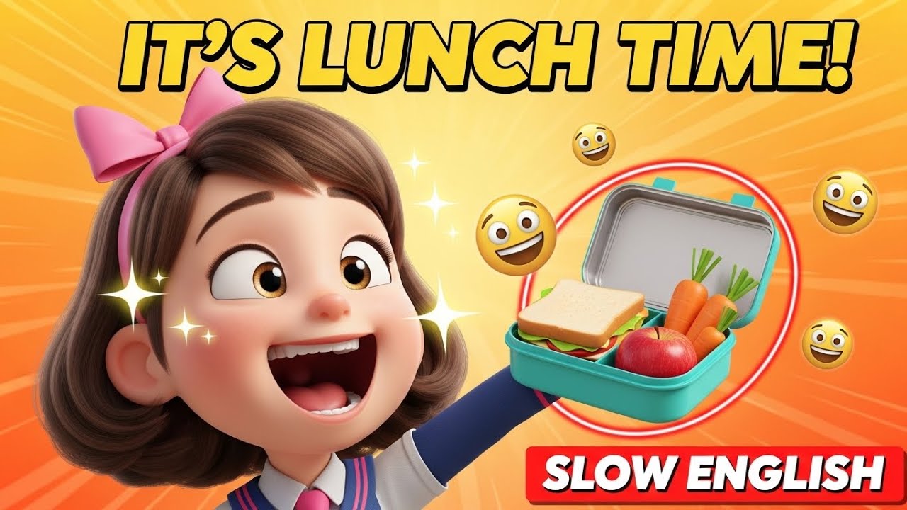 🍎 Maya’s School Lunch! 🥪 | Learn Food in English | SLOW English Story for Kids