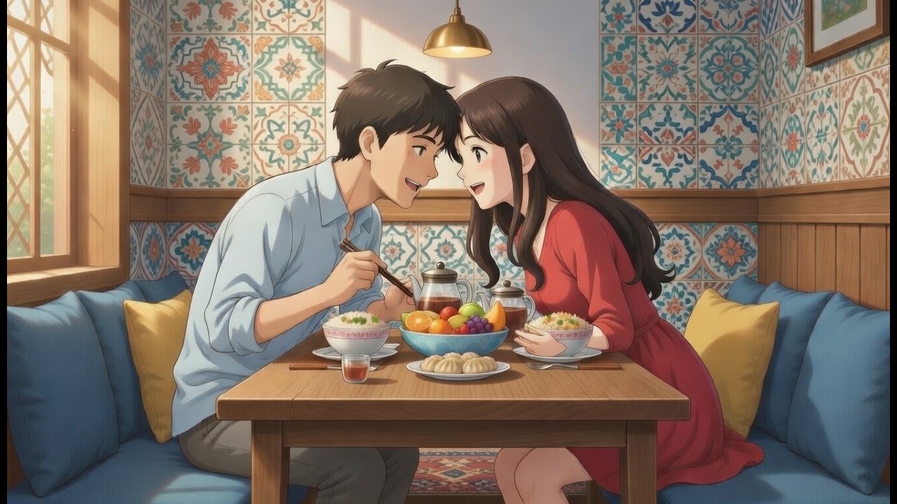 Romantic Turkish ❤️ |Cooking Chinese Rice for Husband | Ghibli Style Anime#GhibliStyle#AnimeLoveStor