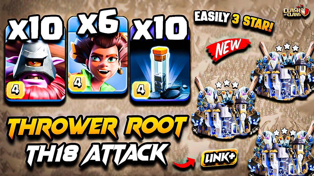 TH18 Attack Strategy With (ROOT RIDER + THROWER) Town Hall 18 | TH18 ROOT RIDER Attack With THROWER
