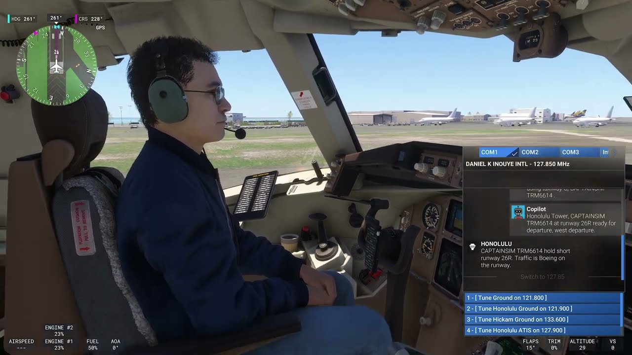Captain Sim 767 Base Livery Takeoff out of PHNL Honolulu