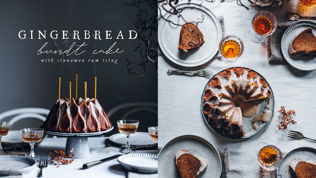 Gingerbread Bundt Cake with Cinnamon Rum Icing