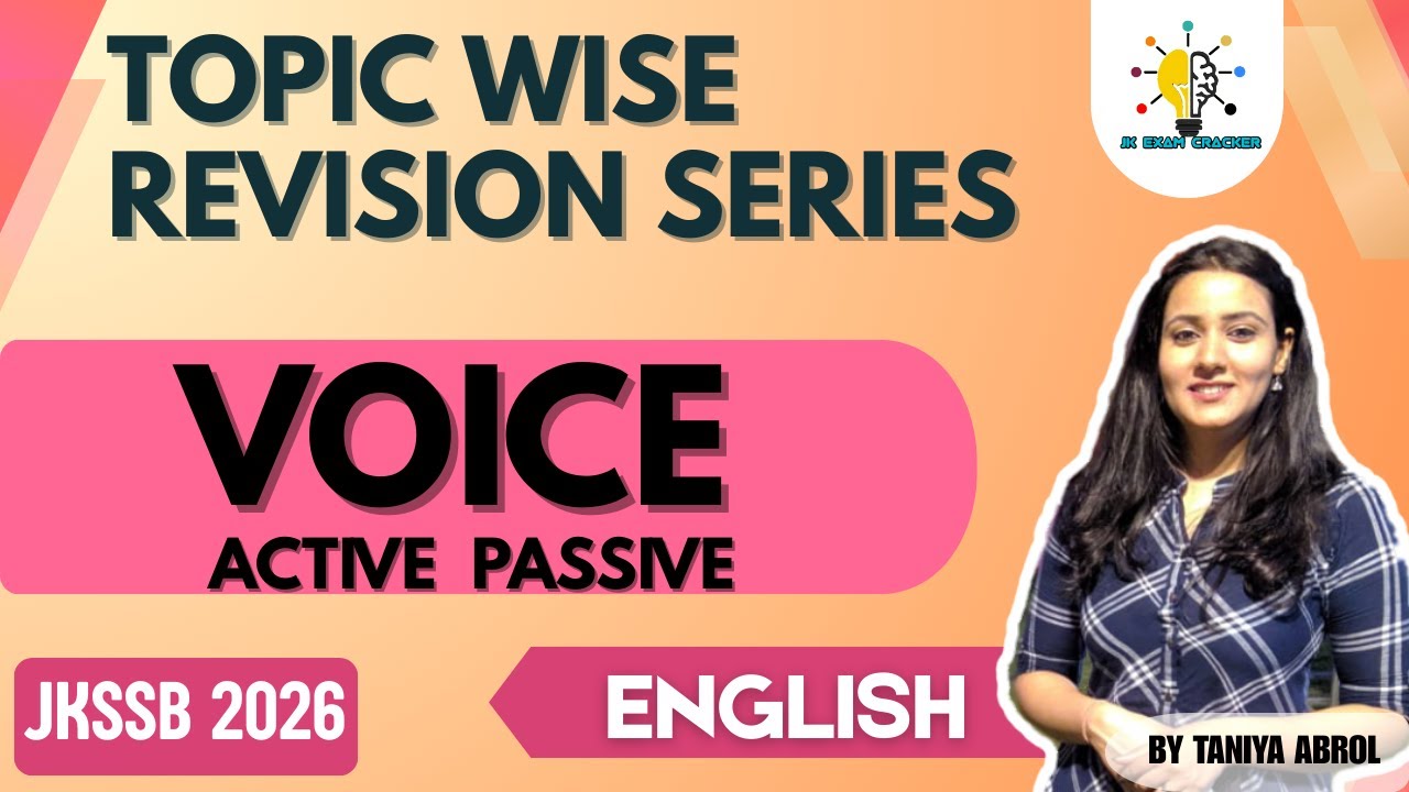 JKSSB ENGLISH -  ACTIVE PASSIVE VOICE II TOPIC WISE REVISION SERIES 2026 