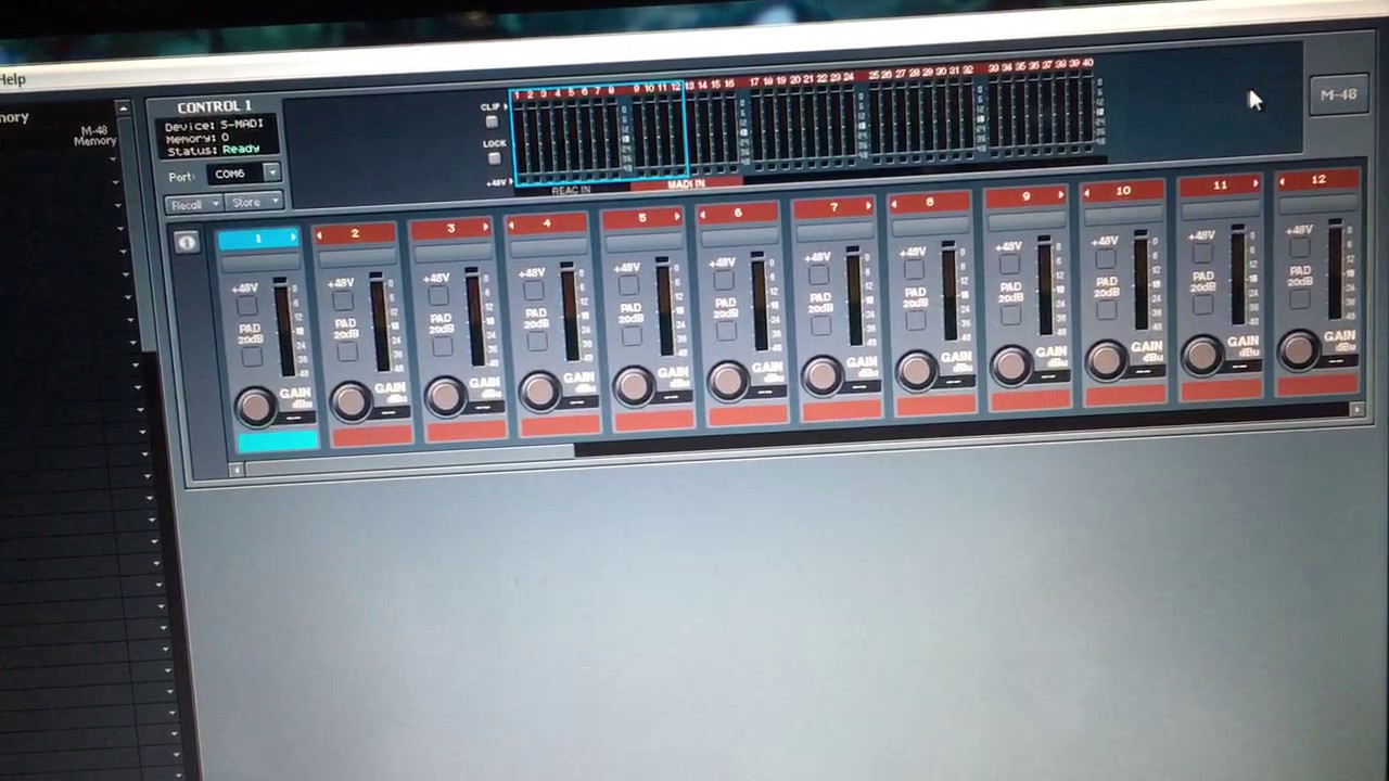 Configuração do mixer pessoal Roland M-48 - S-MADI - Digico Sd8
