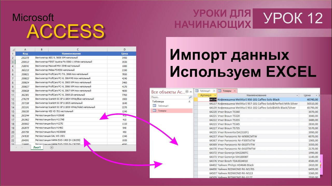 Access урок 12. Импорт данных из Excel