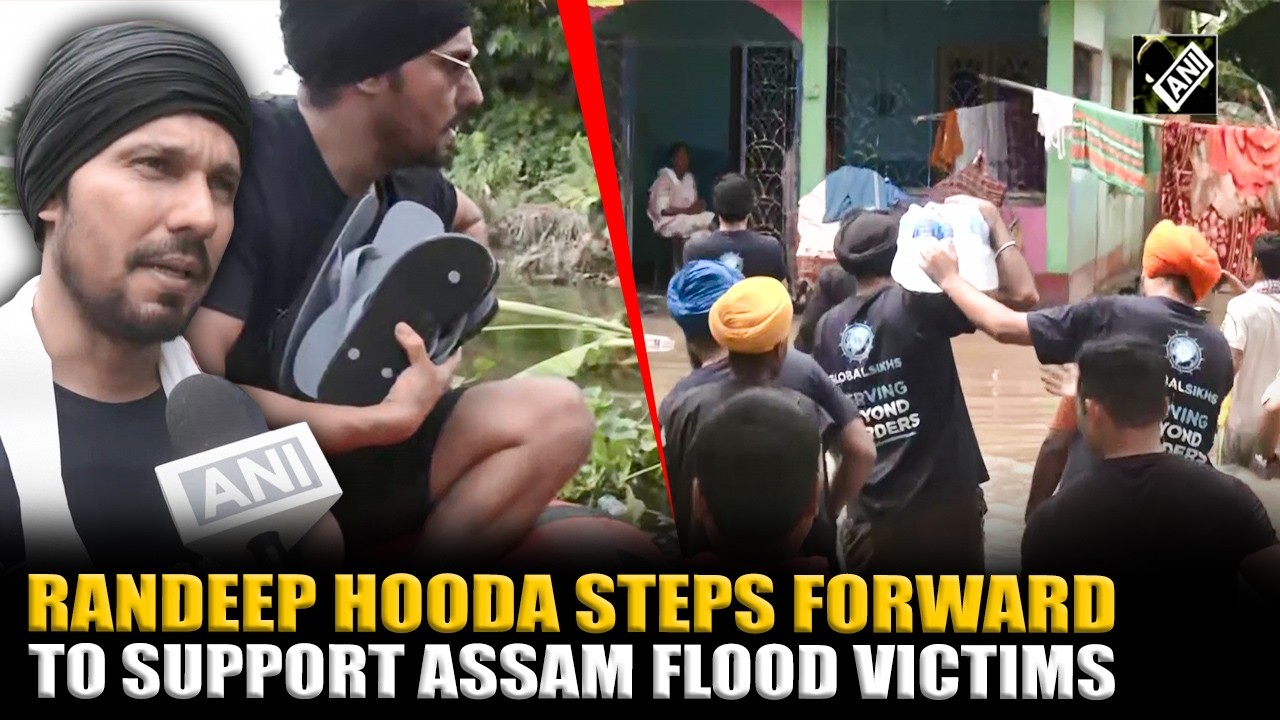 Actor Randeep Hooda distribute essential Supplies and serve meals to displaced flood victims