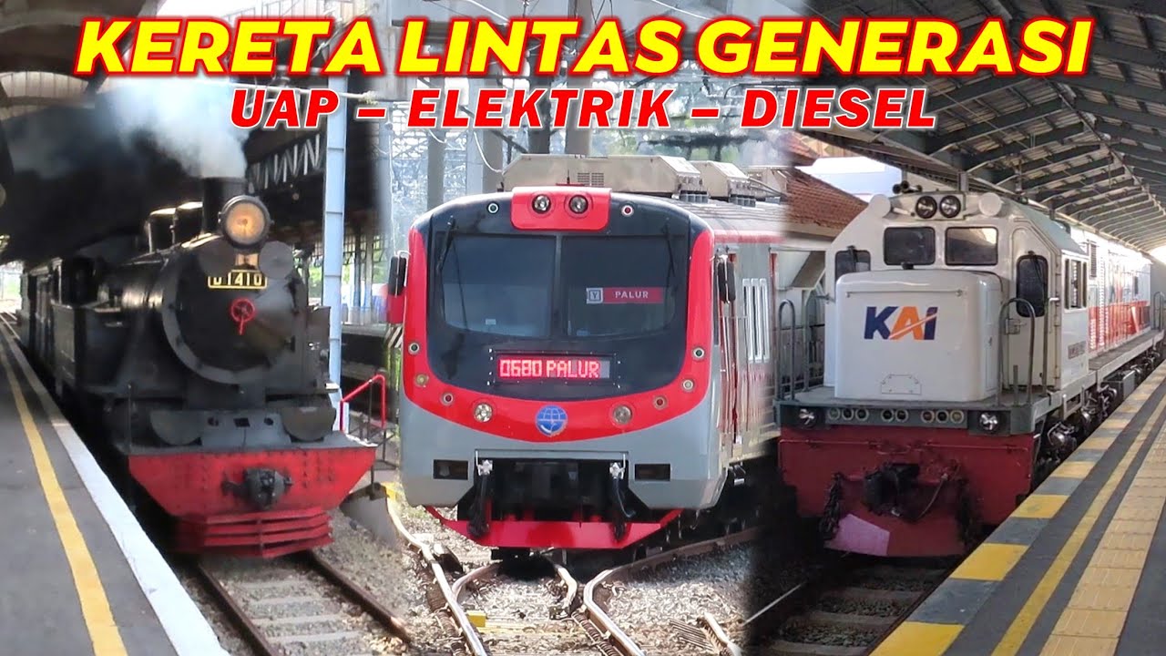 KERETA LINTAS GENERASI BERTEMU ! Lokomotif Uap, Lokomotif Diesel, dan Kereta Listrik di STASIUN SOLO