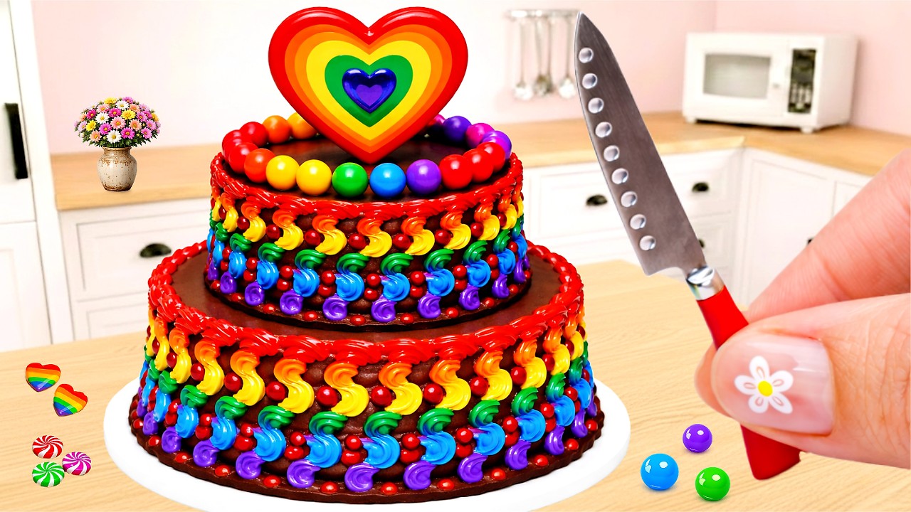 Идеи для миниатюрных шоколадных тортиков в форме радуги 🌈💖 Украшение крошечных радужных тортиков ...