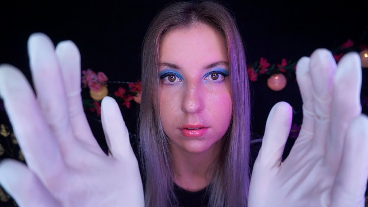 АСМР МАССАЖ ЛИЦА С МАСЛОМ В ПЕРЧАТКАХ🙌НЕРАЗБОРЧИВЫЙ ШЕПОТ😻ASMR Face oil massage