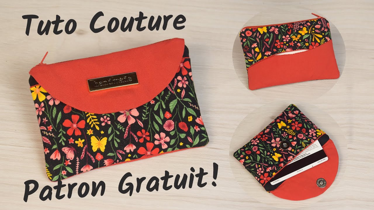 Comment coudre un porte-cartes, porte-monnaie et mouchoirs #1 - Patron Gratuit - Couture Facile Mimi