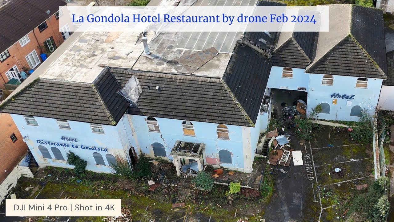 La Gondola Hotel Restaurant by drone Feb 2024 as seen on Gordon Ramsay Kitchen Nightmares
