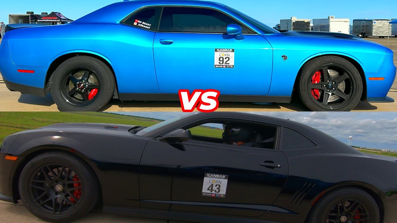 B5 BEAST Hellcat vs Camaro ZL1 SS 1/2 Mile No Prep Drag Race Standing Half Mile Top Speed Racing