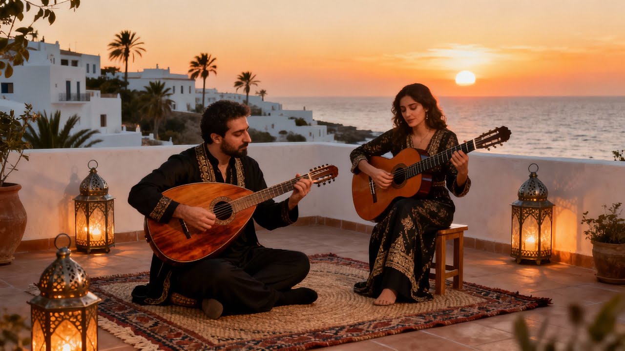 Calm by the Andalusian Coast 💃 | Instrumental Arabic Oud & Spanish Guitar  🪘 | Rumba Sagrada