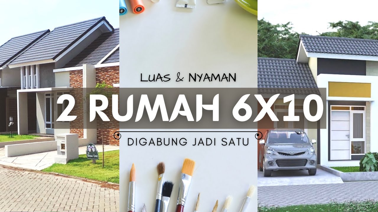 Denah dua rumah 6x10 meter dijadikan 1 Rumah besar. Denah rumah 12x10 meter