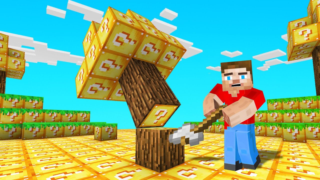 Minecraft BUT The Entire World Is LUCKY BLOCKS (unlucky)