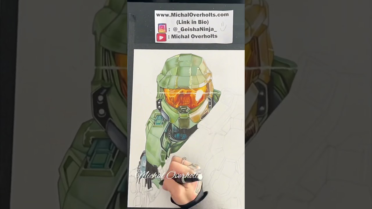 Master Chief Halo Video Game Time Lapse Drawing #drawing #art #halo #masterchief #timelapse #marker