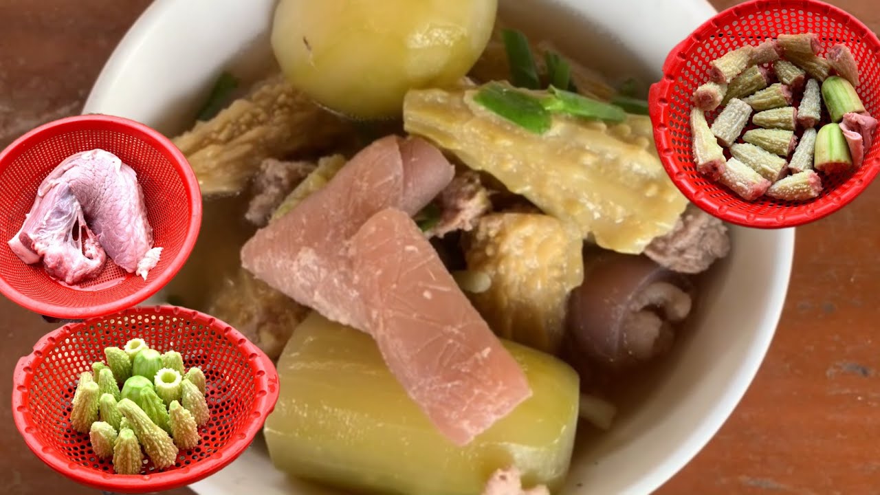 Boiled soup Pork chops in a sauce and vinegar. ស្ងោរម្រះ #chheangfood9 