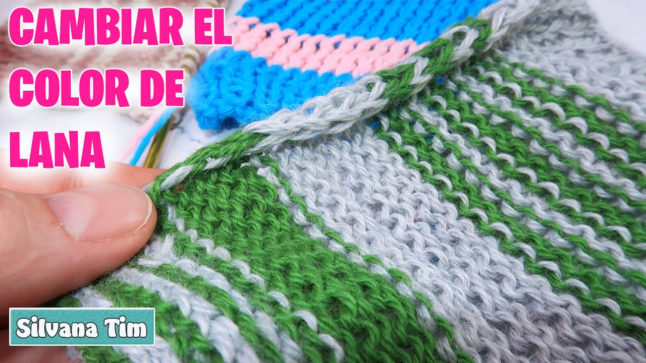 Cómo CAMBIAR EL COLOR DE LANA al tejer RAYAS a dos agujas sin que se note / tejido tricot