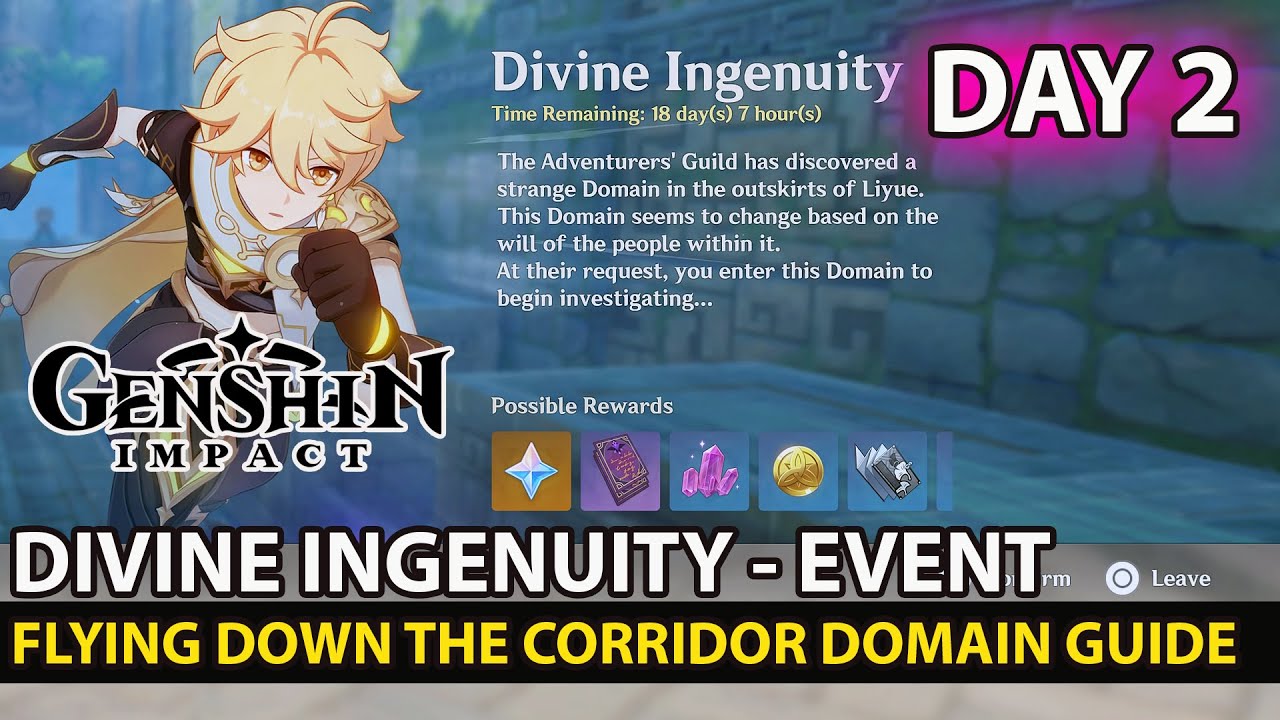 Genshin Impact - How To Complete Divine Ingenuity Event  Day 2 Flying Down The Corridor Domain Guide