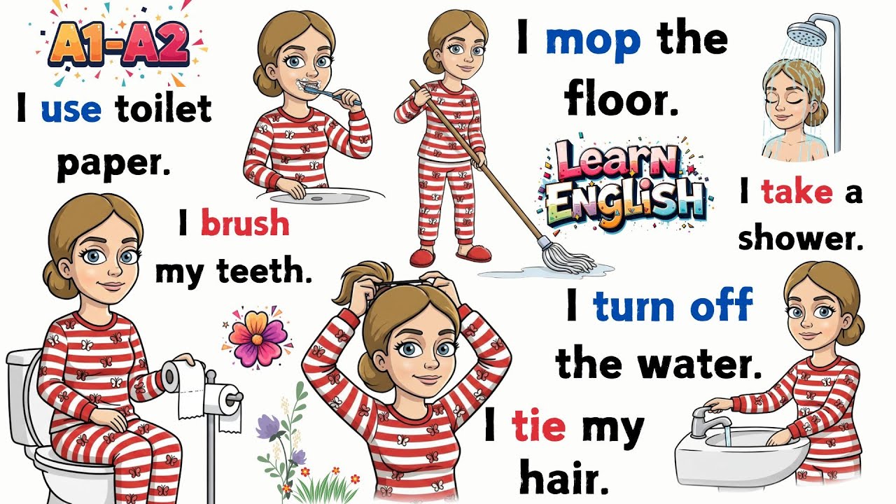 Speak English Every Day 🗣️🇺🇸 | 25 Daily Bathroom Sentences You Must Know 🚿✨