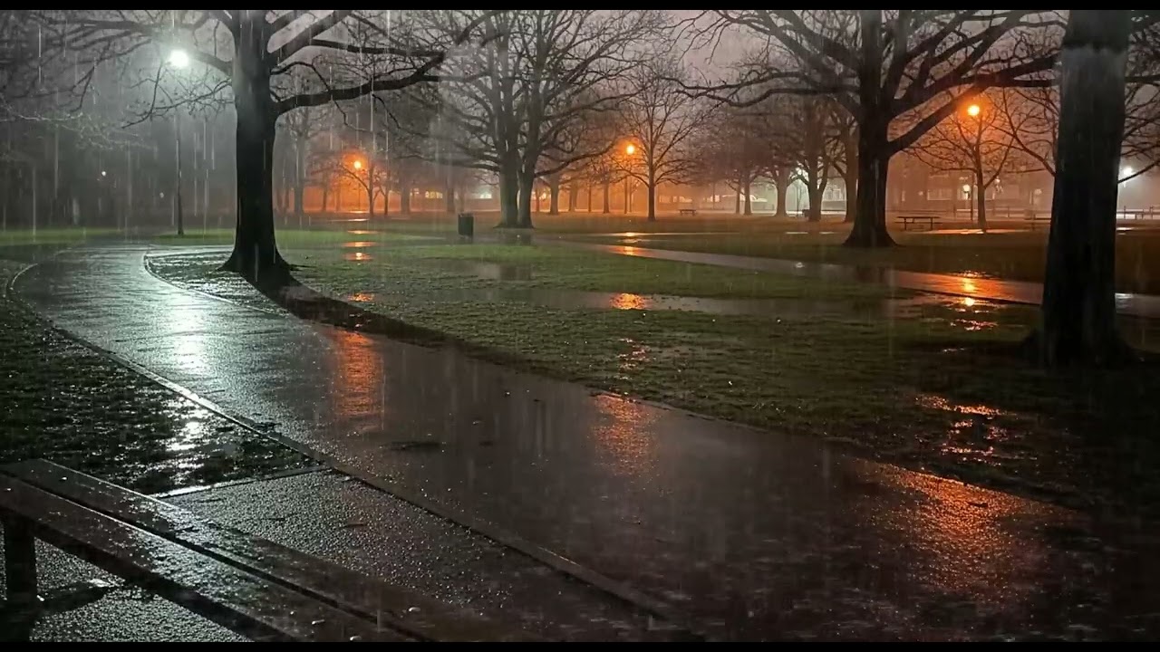 Calm Night Flow ⚡ Strong Rainstorm & Soft Thunder