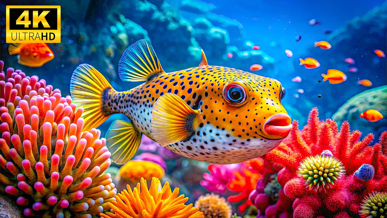 Mystic Reefs 8K - Vibrant Sea Creatures and Ocean Relaxation Meditation Music