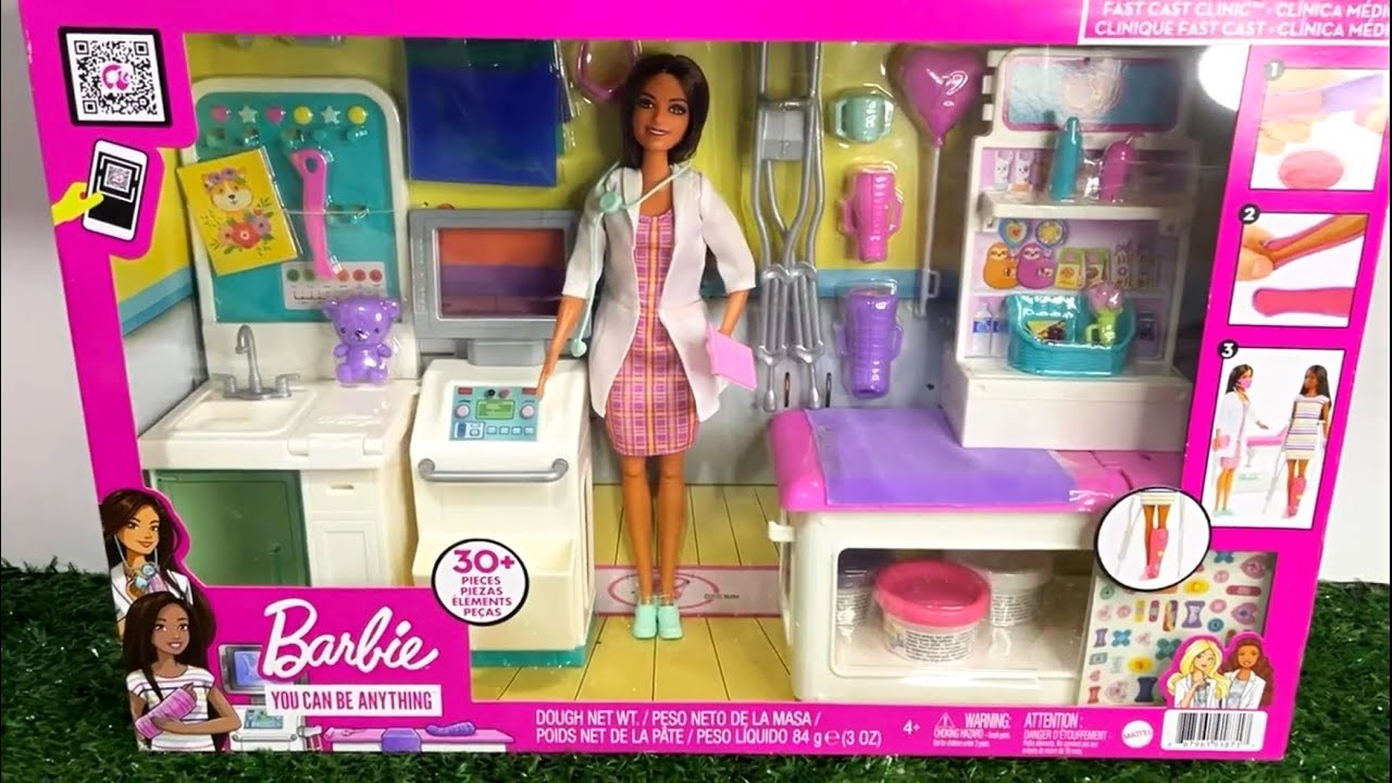 Unboxing review: cl&iacute;nica Boneca m&eacute;dica Barbie curvy Playset Mattel Hospital em miniatura Fashionista