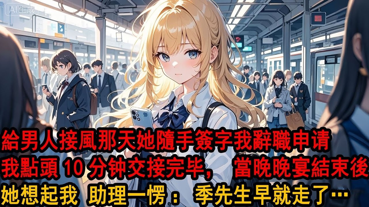 她給男人接風那天 我辭職了，她隨手簽字批准「經費多少都可以，重點是讓阿诚開心」我點頭，只花了10分鐘交接工作，當晚全場矚目的晚宴結束後，她想起我 助理一愣：季先生早就走了…