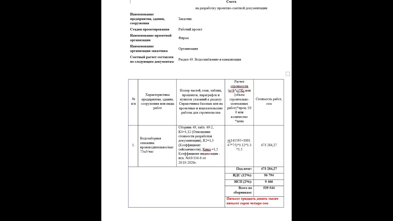 Сборник цен на проектные работы