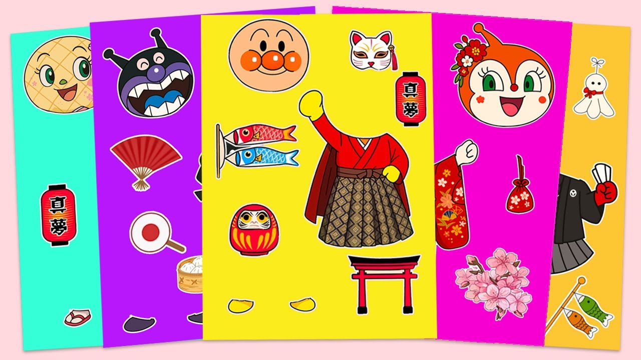【癒しASMR】アンパンマン🍞と仲間たちお花見でシールを飾ってはがす🎧 Relaxing Sticker Peeling with Anpanman & Friends