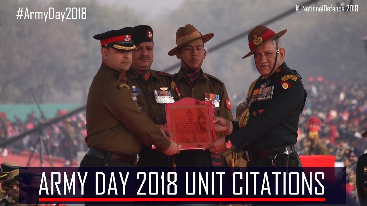 Army Chief General Bipin Rawat Inspects Army Day Parade 2018 and Presents Unit Citation Awards