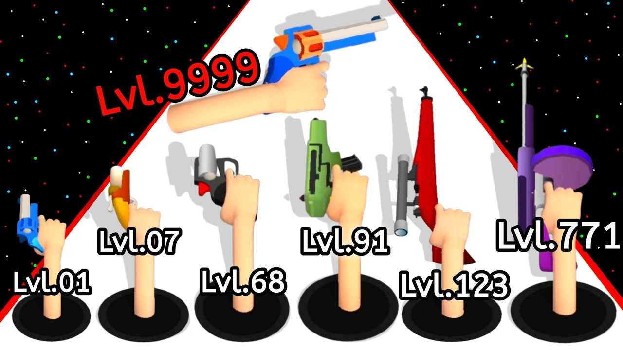 (2024) Gun Run Shooter Level Up Gun And Unlock New Weapon Max Level 3D New Gameplay