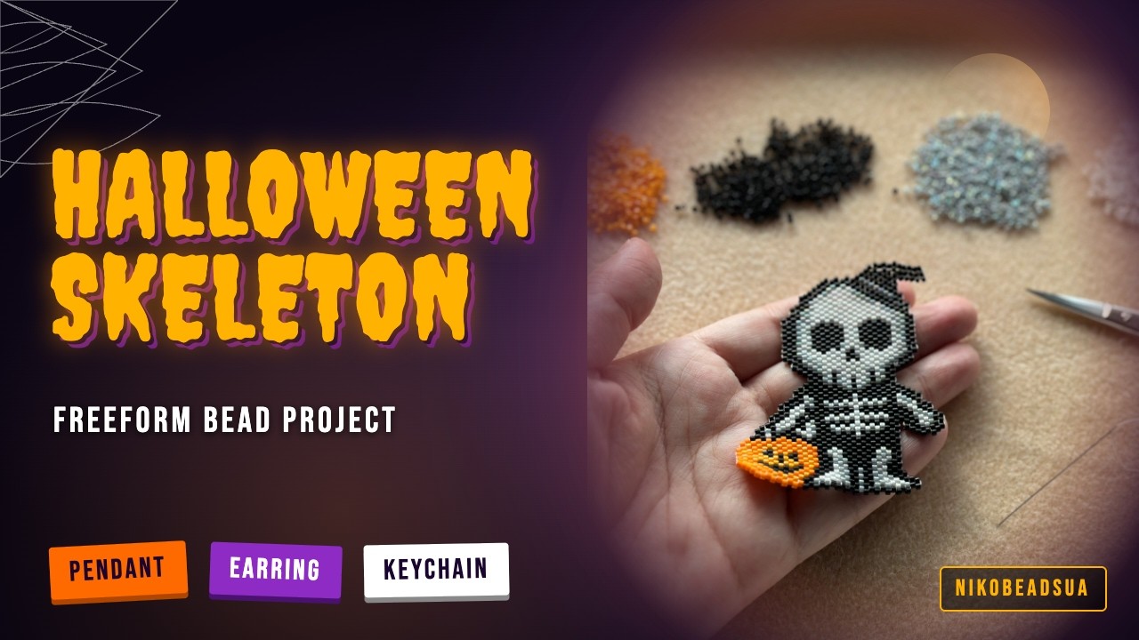 Spooky Fun Alert! How to Make a Halloween Skeleton Keychain with Brick Stitch