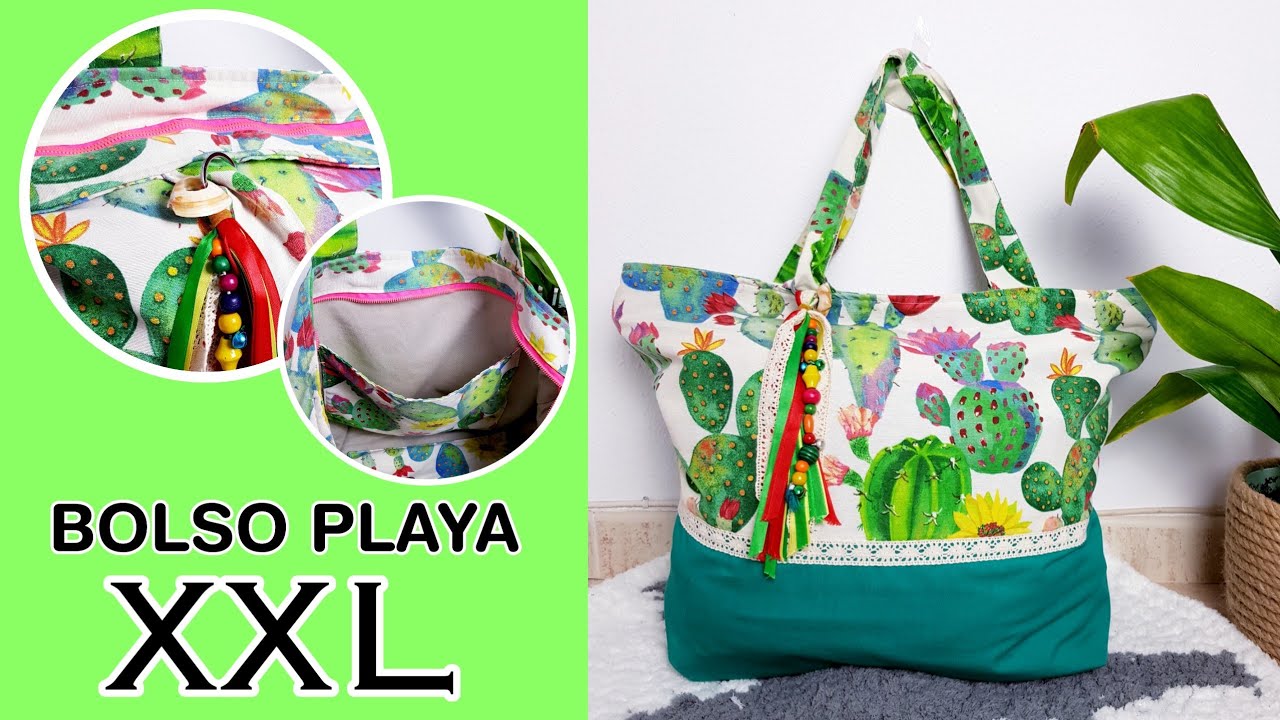 ✅ Cómo hacer un BOLSO de PLAYA🏖 grande con cremallera 😍 || BOLSOS de TELA