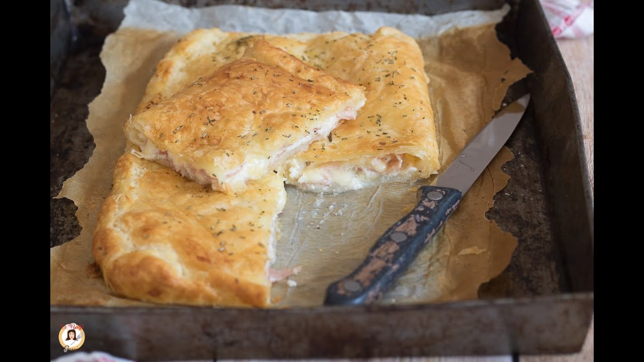 PASTA SFOGLIA CON PROSCIUTTO E FORMAGGIO torta salata facile