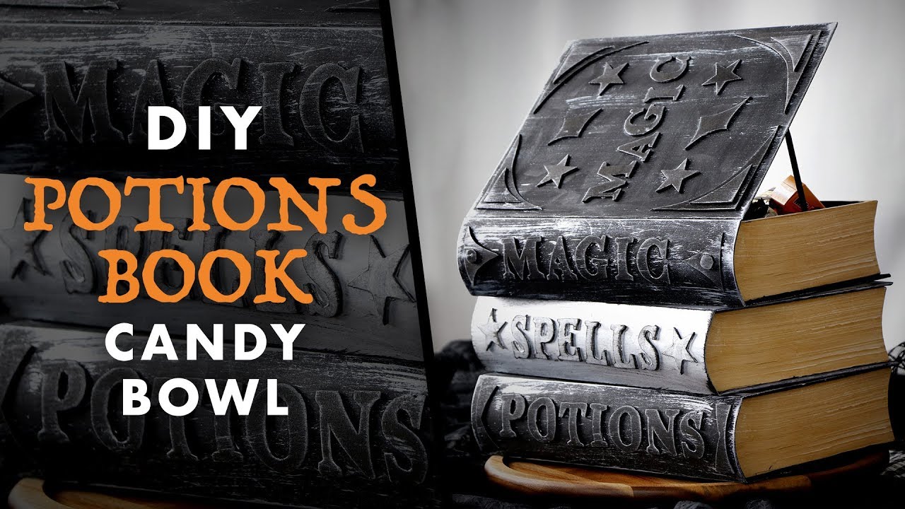 DIY Potions Book Candy Bowl for Halloween | DIY Halloween Decorations