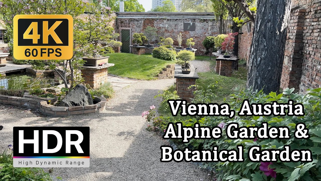 【4K60 HDR】 Walking in Vienna: Alpine Garden & Botanical Garden - Spring 2022