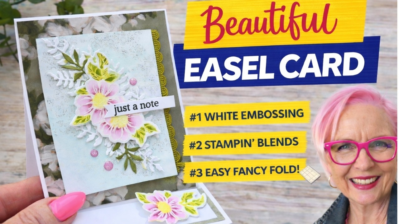 Beautiful Easel Fold Card Tutorial 🌸 White Embossing + Stampin’ Blends | Beautiful Gallery Suite