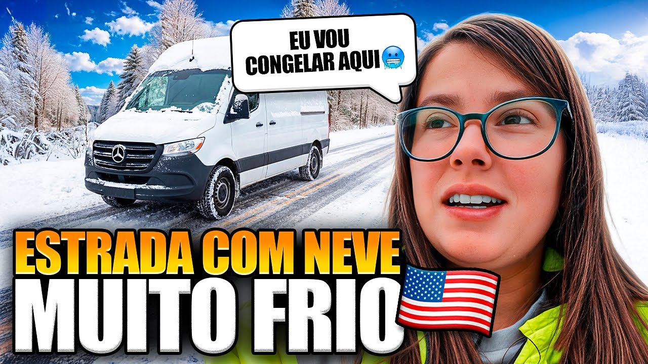 Peguei neve na estrada, passei muito frio 🥶🇺🇸