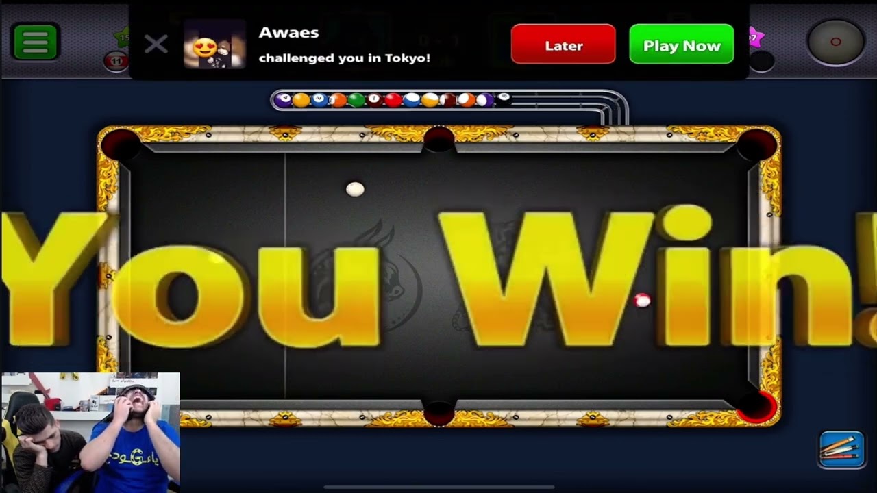 عبسي ووطن تحدي بلياردو وعبسي يكسر الكرسي وينحكم حكم البيض   8ball pool