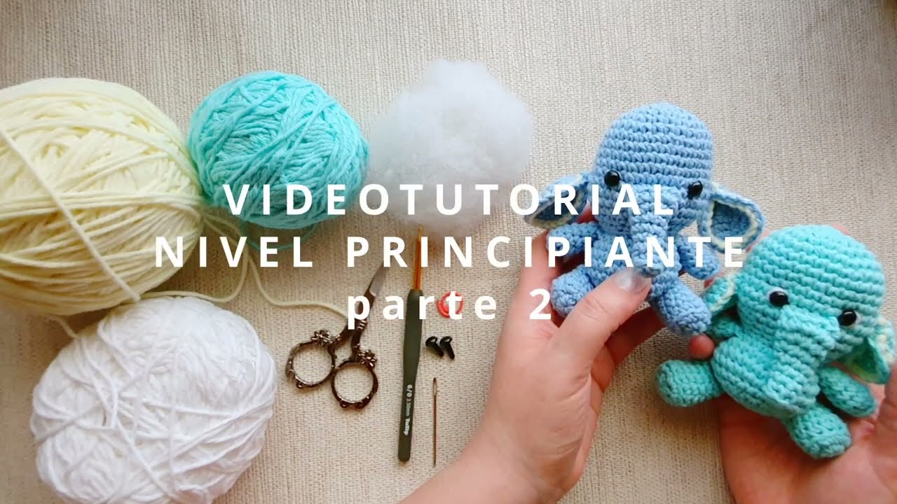 MUÑECOS AMIGURUMIS para PRINCIPIANTES paso a paso ELEFANTE - Amigurumi LLAVERO a crochet - P2/2