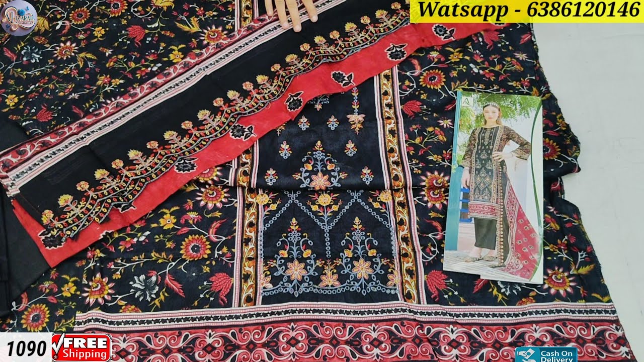 Cotton Embroidery Duptta Suit💥  Pakistani Cotton Embroidery Suits under 1200 💥 Free Shipping 