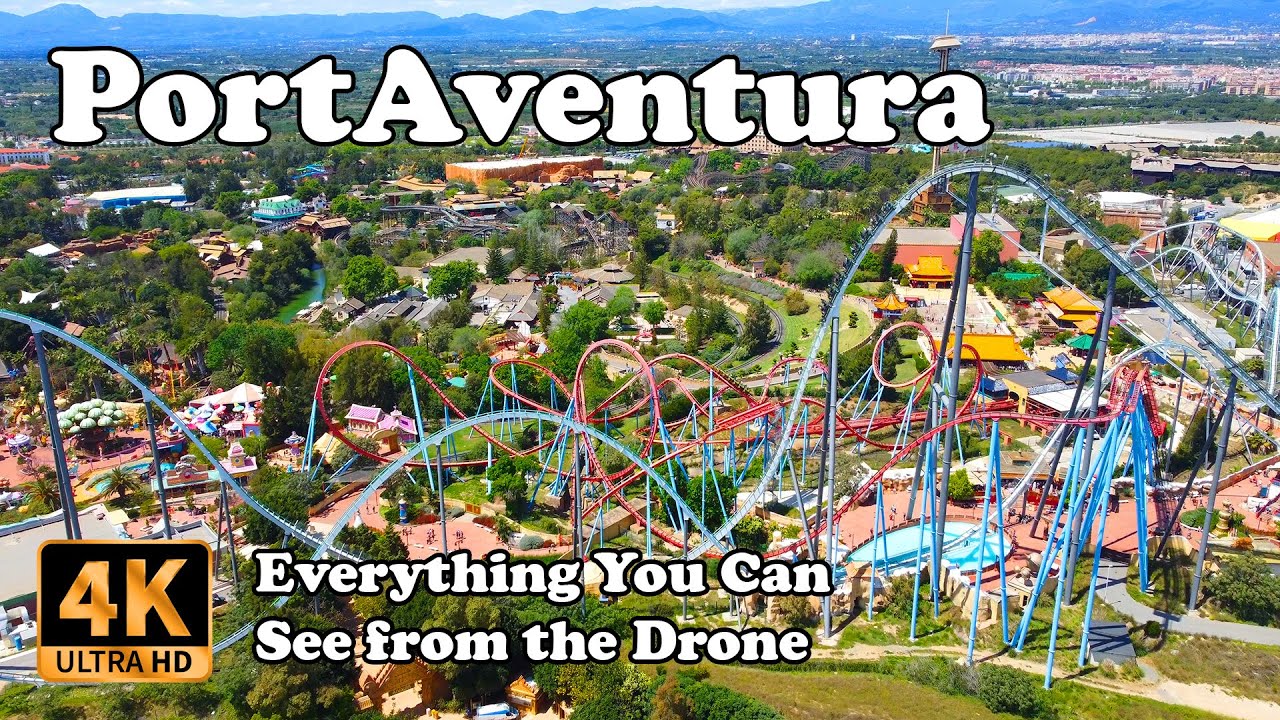 PortAventura World Park Tarragona Salou Spain from Drone in 4K