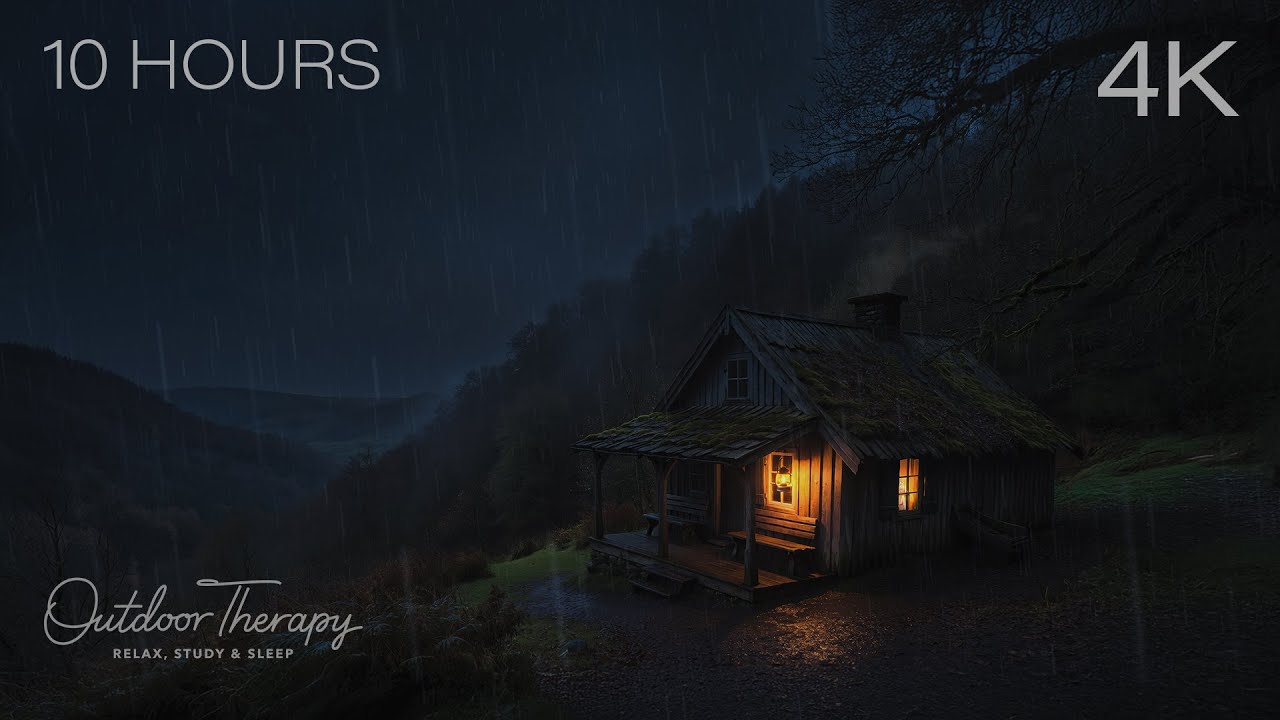Stormy Night at Ridgeview Cottage | Rain, Wind & Gentle Rolling Thunder | 10 HOURS