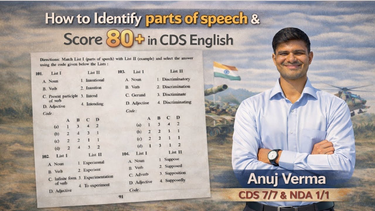 Parts of Speech Matching Tricks + Detailed Solutions | CDS, NDA 1 2026