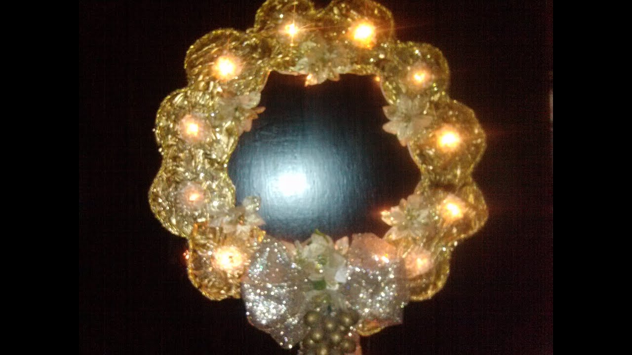 CORONA DE NAVIDAD ILUMINADA HECHA CON CDS  / HOW TO MAKE A LIGHTED CHRISTMAS WREATH OUT OF OLD CD