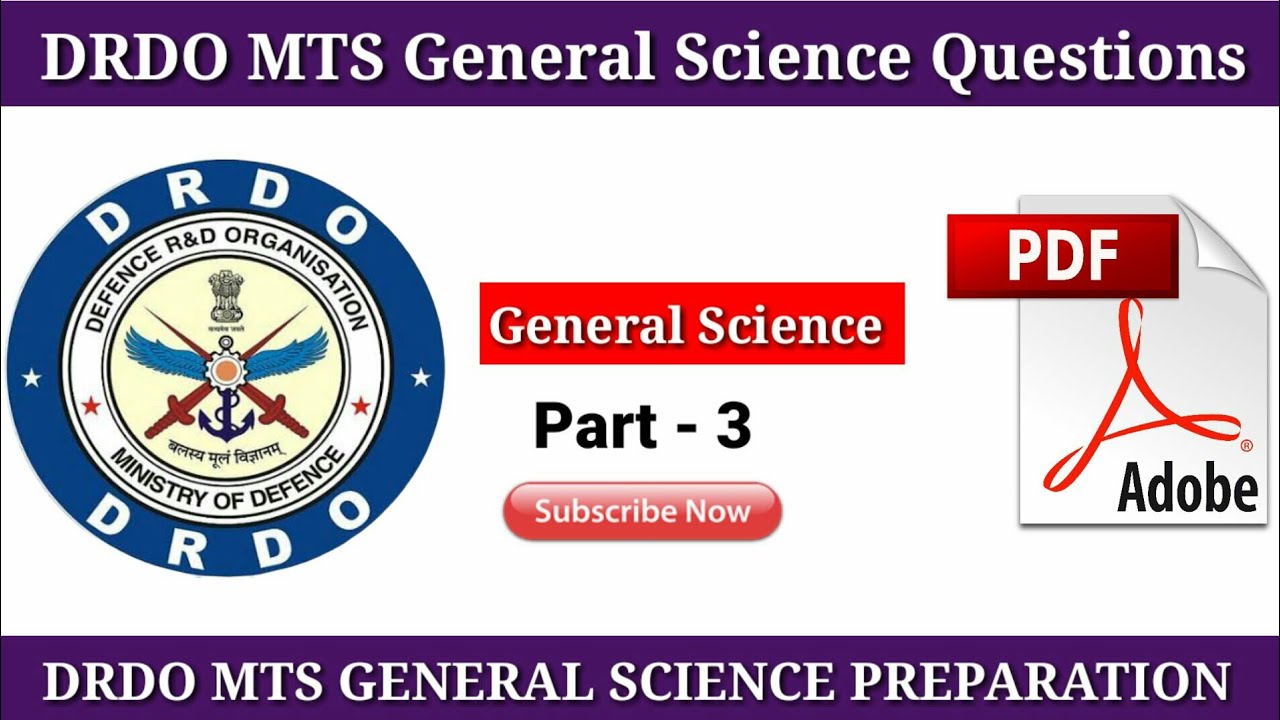 DRDO MTS IMPORTANT GENERAL SCIENCE QUESTIONS PART 3, 06 march 2020